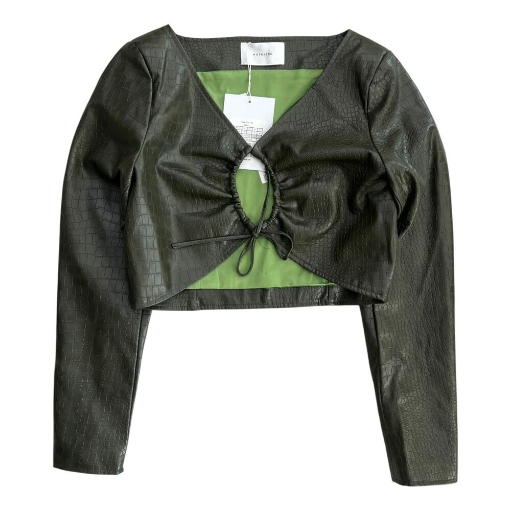 Hosbjerg Womens Haze Croc Top Green Size Small Edgy Biker Baddie‎ Party Rave